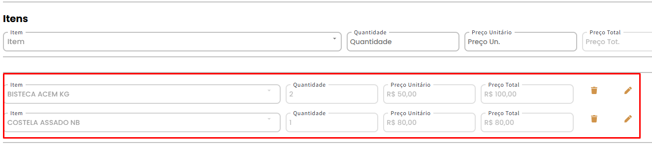 Mostra o local na tela onde os itens já cadastrados serão carregados