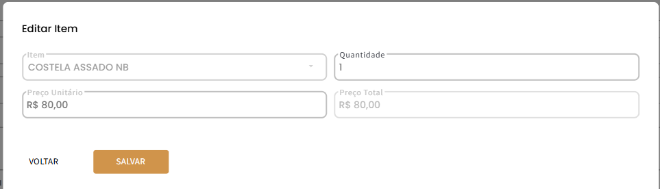 tela de edição de produtos