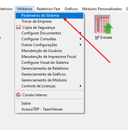 Uitilitários -> Parâmetros do Sistema: