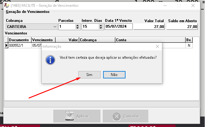 você tem certeza que deseja aplicar as alterações efetuadas?